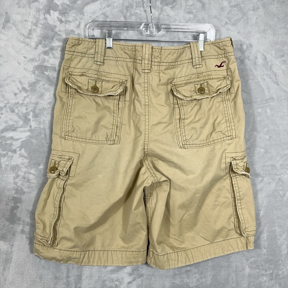 Hollister Y2K Cargo Shorts Mens 36 Beige Baggy Khaki Button Fly Canvas Pockets - Picture 9 of 11